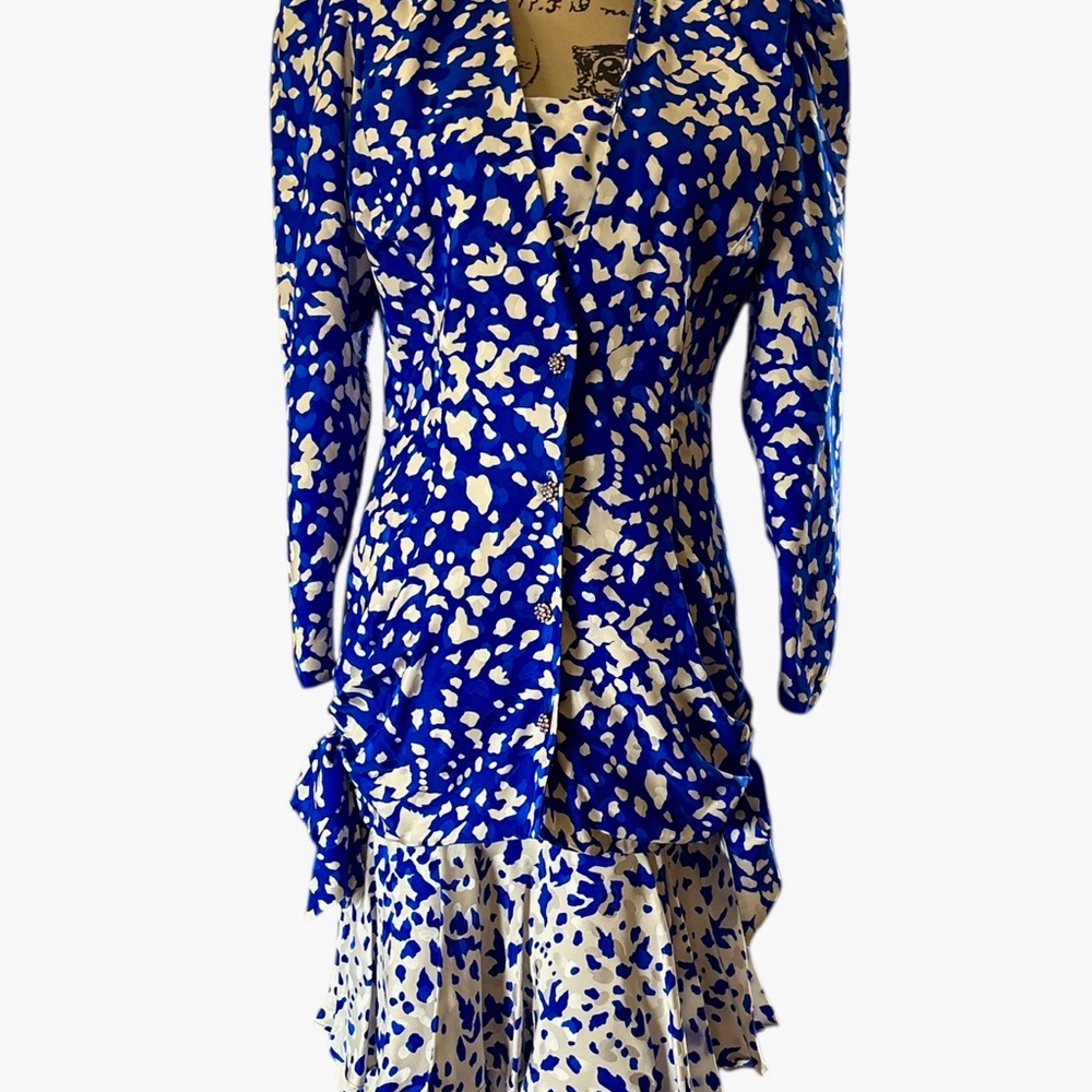 Blue and White Patterned Dress